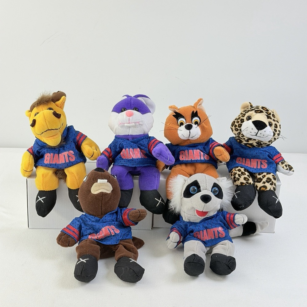 6 Vintage New York Giants Plushies Football 8"H Stuffed Animals NFL Collectible